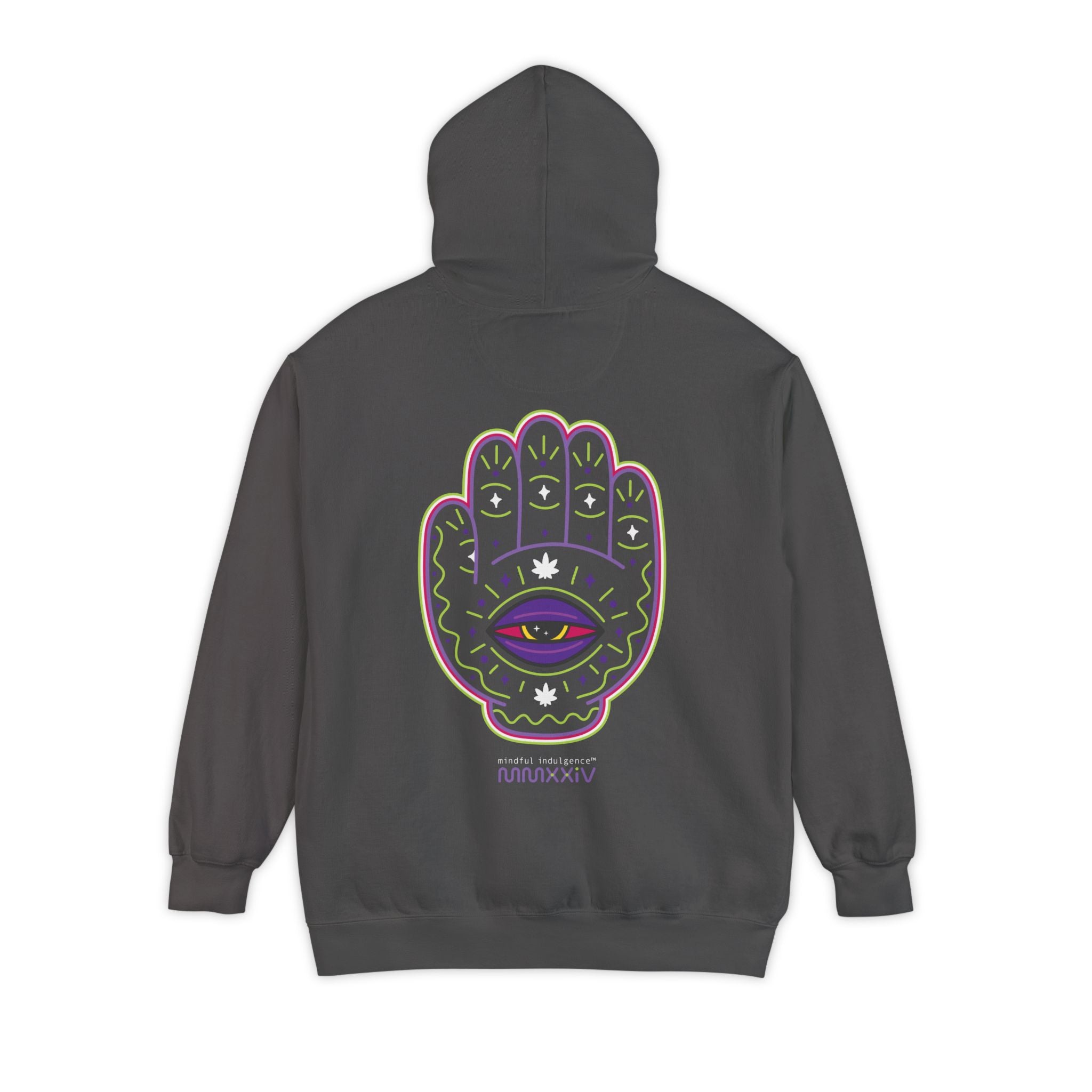 【DISCERNMENT】Unisex world lettering brushed hoodie PLU09GD - 16oz. Garment Dye Plush Fleece Hooded Pullover